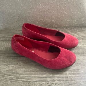 Merrell Mimix Select Fresh Red Leather Suede Ballet Flat Slip On Shoes Size 7